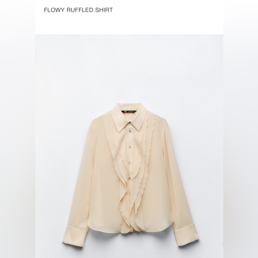 Zara Flowy Ruffled Button Shirt NWT M